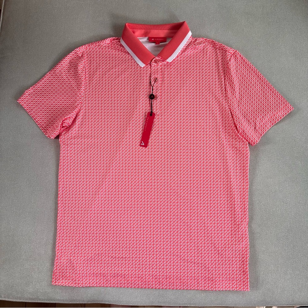 Men's Redvanly Devine Golf Polo. Coral Print. Large. NWT